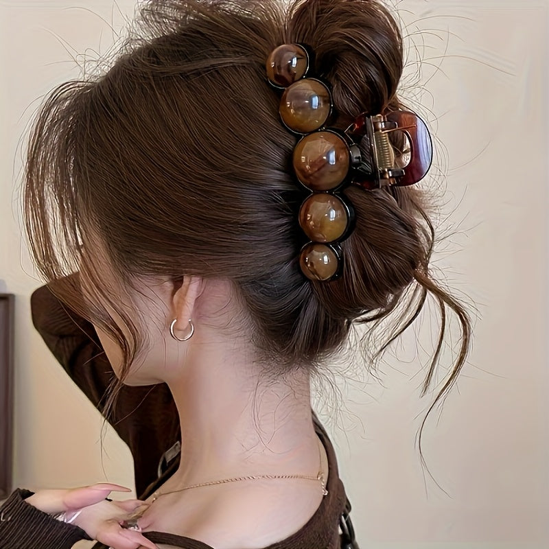 Large Imitation Pearl Hair Clip - Vintage-style Acrylic Claw Clip for Women, Single Pack, Perfect for Ponytails and High Buns. Vintage Chic Hair Accessory, Fashionable High Bun | Vintage Hair Clip | Simulated Imitation Pearl Design, Imitation Pearl
