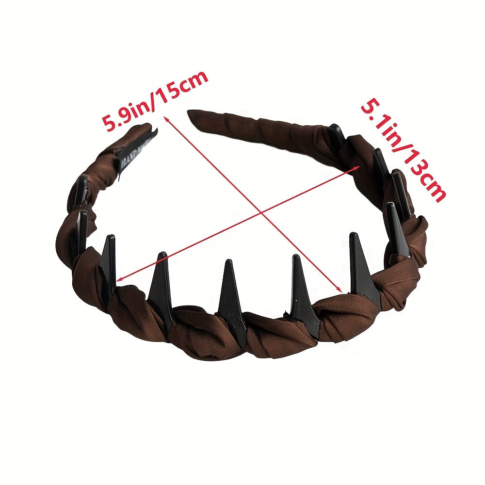 [Women's Satin Headbands] 3pcs Autumn/Winter Women's Vintage Elegant Satin Fabric Tooth-Grip Non-Slip Headbands - Brown Series Fabric Headbands, Flyaway Hair Organizer, Face Washing Headband, Suitable for Daily Casual Wear