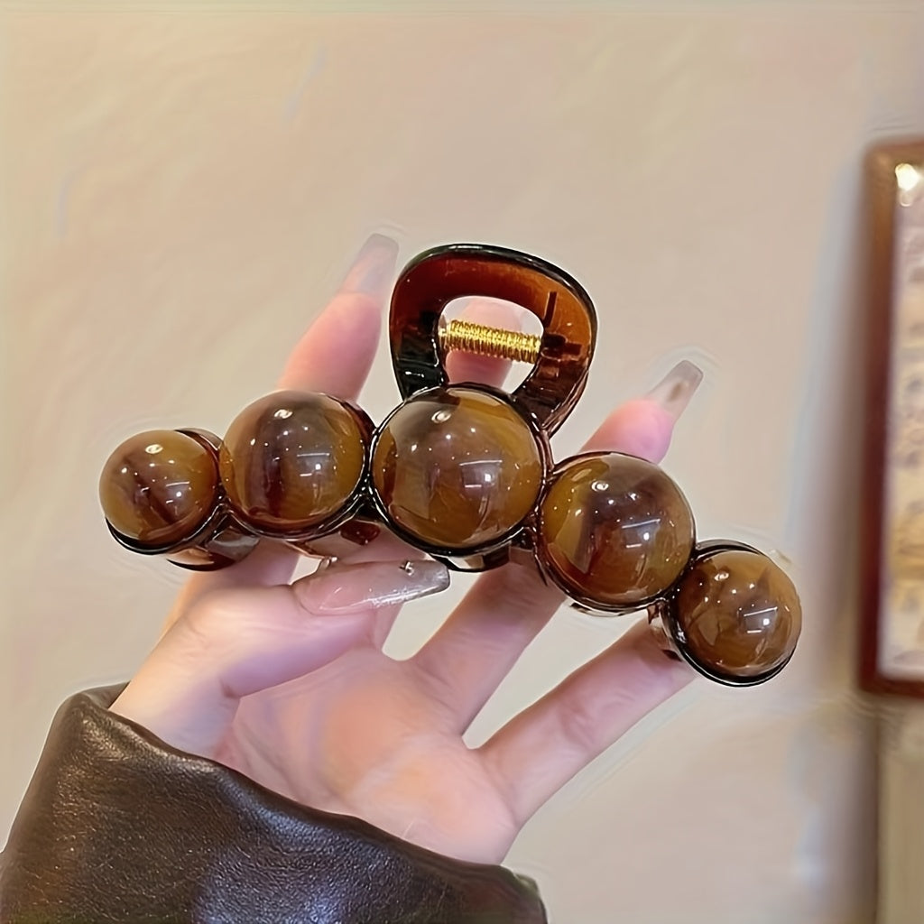 Large Imitation Pearl Hair Clip - Vintage-style Acrylic Claw Clip for Women, Single Pack, Perfect for Ponytails and High Buns. Vintage Chic Hair Accessory, Fashionable High Bun | Vintage Hair Clip | Simulated Imitation Pearl Design, Imitation Pearl