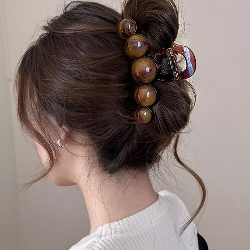 Large Imitation Pearl Hair Clip - Vintage-style Acrylic Claw Clip for Women, Single Pack, Perfect for Ponytails and High Buns. Vintage Chic Hair Accessory, Fashionable High Bun | Vintage Hair Clip | Simulated Imitation Pearl Design, Imitation Pearl
